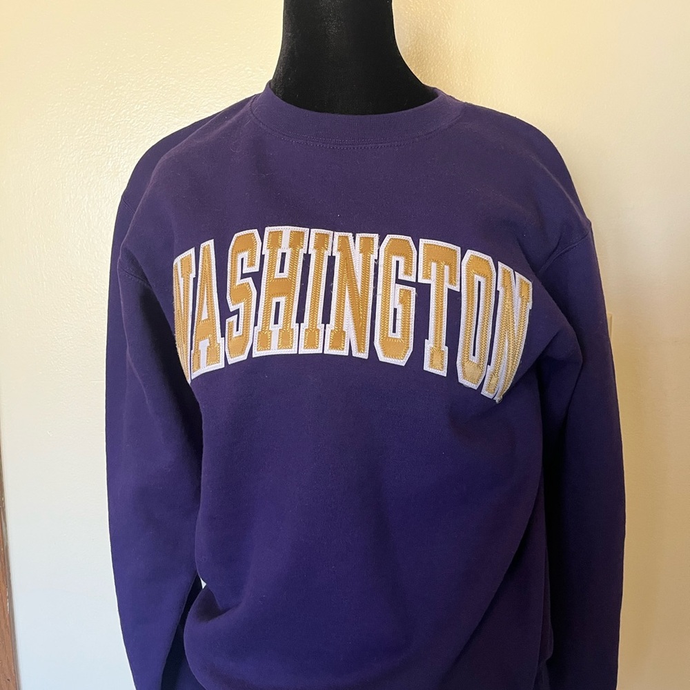 Champion Purple Crew Neck Sweater with Washington Print